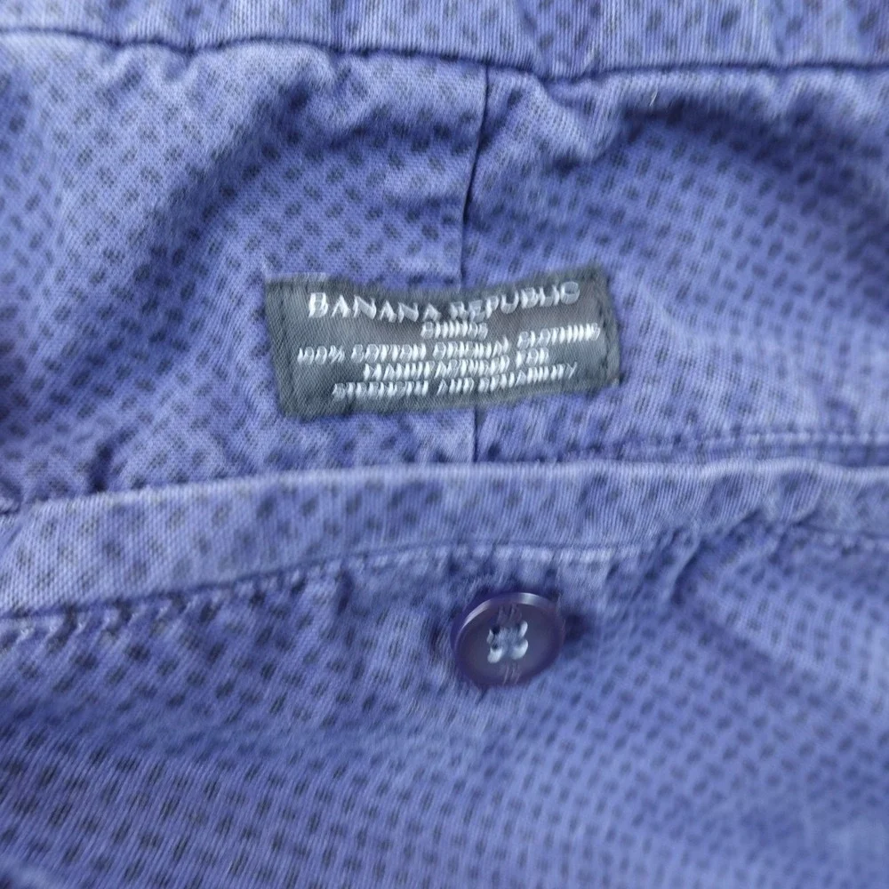 Banana Republic Pants Mens 36X34 Blue Aiden Chino Trouser Flat Front Dot Preppy